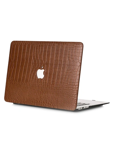 Chic Geeks Faux Crocodile Macbook Case In Chocolate