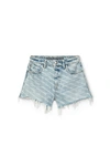 Alexander Wang All-over Logo Printed Denim Shorts Clothing In Nude