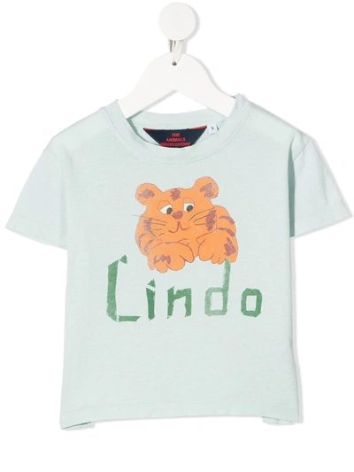 The Animals Observatory Kids' Animal Print T-shirt In Blue