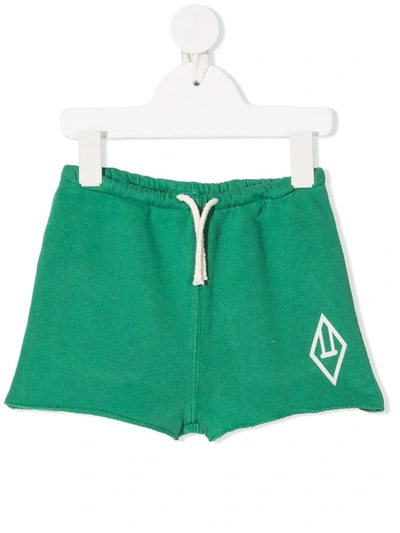 The Animals Observatory Kids' Rolled-trim Track Shorts In Green