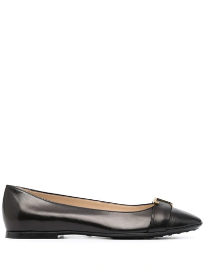 Tod's Square-toe Ballet Flats In Black