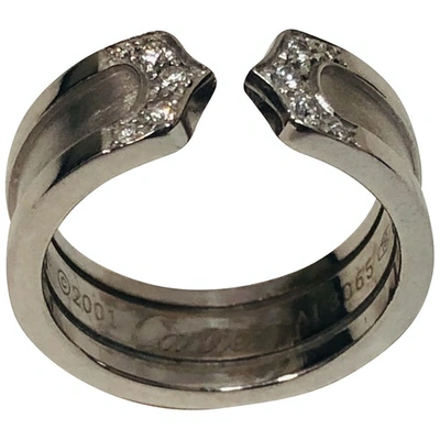 Pre-owned Cartier C White Gold Ring In Grey