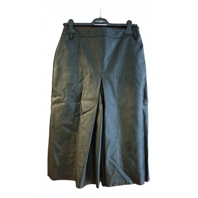 Pre-owned Atos Lombardini Vegan Leather Trousers In Black
