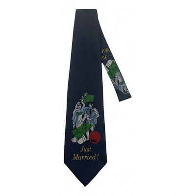 Pre-owned Moschino Silk Tie In Blue