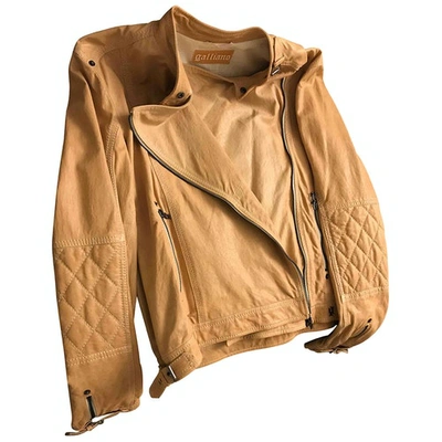Pre-owned Galliano Leather Jacket In Beige