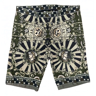Pre-owned Dolce & Gabbana Green Cotton - Elasthane Shorts