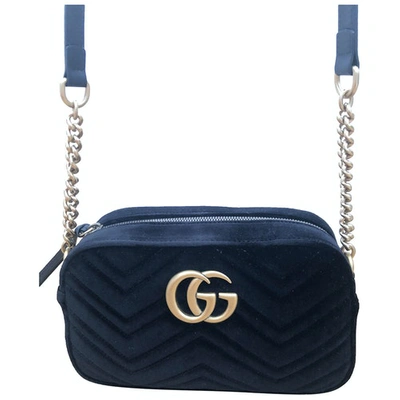 Pre-owned Gucci Marmont Black Suede Handbag