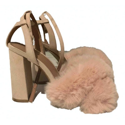 Pre-owned Topshop Faux Fur Sandals In Pink
