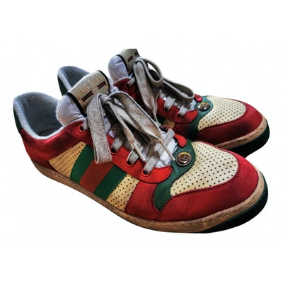 Pre-owned Gucci Screener Red Leather Trainers