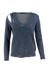 FABIANA FILIPPI V-NECK SWEATER IN COTTON AND LINEN WITH WOVEN SEQUINS OPEN ON THE SHOULDER,MAD271B646 D2735128