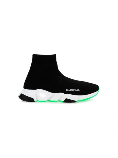 Balenciaga Speed Sneakers In Black White Green