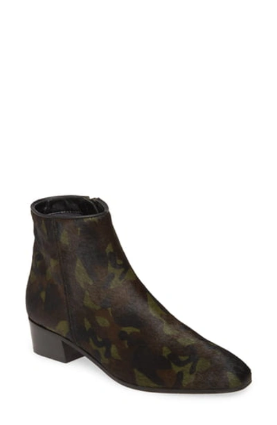 Aquatalia Fuoco Suede Stacked Heel Bootie In Camouflage