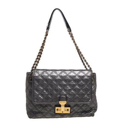 Pre-owned Marc Jacobs Metallic Silver Quilted Leather Large Baroque Single Shoulder Bag