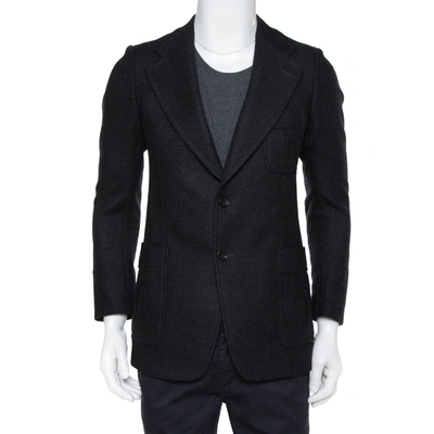 Pre-owned Gucci Black Wool Button Front Blazer M