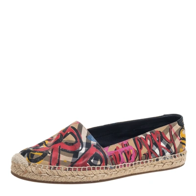 Pre-owned Burberry Multicolor Canvas Espadrille Flats Size 38.5