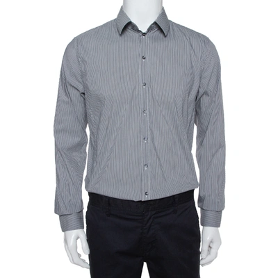 Pre-owned Dolce & Gabbana Grey Striped Cotton Button Front Sicilia Shirt Xl