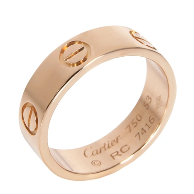 Pre-owned Cartier 18k Rose Gold Love Ring Size 53