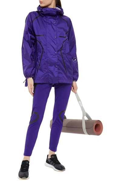Adidas By Stella Mccartney Printed Shell Hooded Track Jacket In Purple