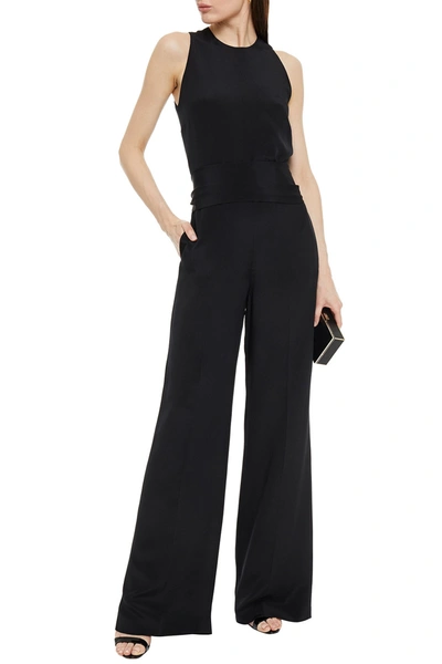 Stella Mccartney Fringed Belted Silk-crepe De Chine Jumpsuit In Black