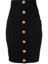 Balmain Button-embellished Wool-twill Mini Skirt In Black