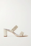 STAUD FRANKIE RUCHED LEATHER SANDALS