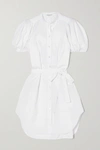 Stella Mccartney Anastasia Belted Organic Cotton-poplin Mini Shirt Dress In White