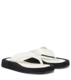 The Row Ginza Two-tone Leather And Suede Platform Flip Flops In White