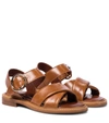 See By Chloé Lyna Leather Crisscross Sandals In Brown