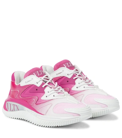Valentino Garavani Vltn Wade Runner Textile And Leather Trainers In White Fuchsia