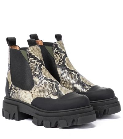 Ganni Snake-effect Leather Chelsea Boots In Kalamata