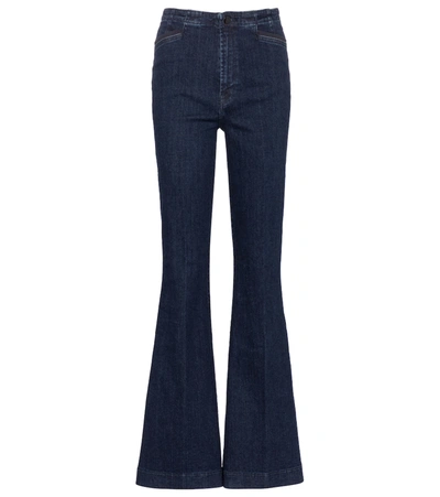 J Brand Darted High Rise Trouser Flare Jeans In Blue
