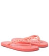 Christian Louboutin Loubi Studded Rubber Flip Flops In Pink