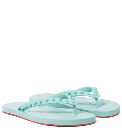 Christian Louboutin Womens Noumea Loubi Flip Donna Flat Rubb Noumea 3 In Blue