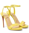 Christian Louboutin Loubi Queen Red Sole Ankle-wrap Sandals In Yellow