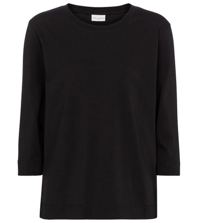 Dries Van Noten Three-quarter Sleeve Cotton T-shirt In Black