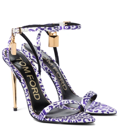 Tom Ford Padlock Leopard-print Sandals In Purple