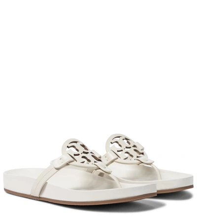 Tory Burch Miller White Sandals With Logo Buckle