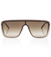 Saint Laurent Mask Shield Mirrored Sunglasses In Gold-gold-brown