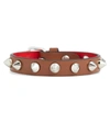 Christian Louboutin Beige Crystal Loubilink Bracelet In Brown