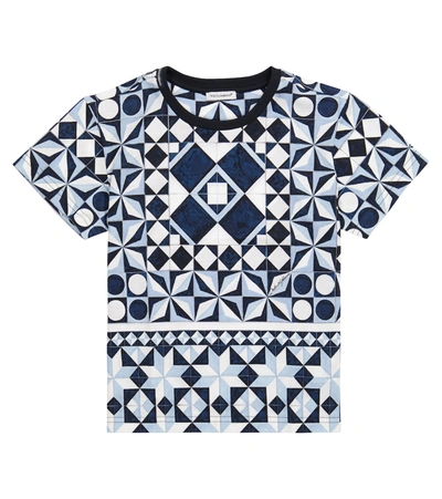 Dolce & Gabbana Kids' Majolica-print Cotton Jersey T-shirt In Blue