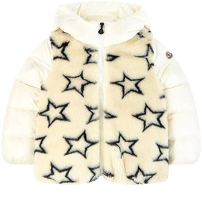 Moncler Kids'  White Star Puffer Jacket In Cream