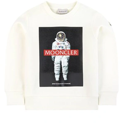 Moncler Kids'  White Mooncler Sweatshirt In Cream