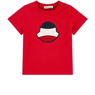Moncler Babies' Short Sleeve Appliqué Logo Badge T-shirt In Red