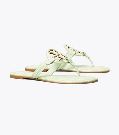 Tory Burch Miller Metal-logo Sandal, Printed Leather In New Ivory / Meadow Mist