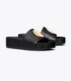 Tory Burch Patos Leather Platform Slide Sandals In Perfect Black / Perfect Black