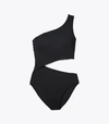 Tory Burch Solid Cut Out One Piece Swimsuit Black M In Black