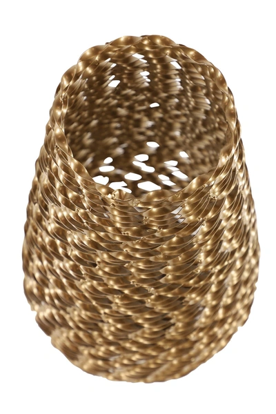 Willow Row Modern Extra-large Round Twisted Goldtone Metal Vase
