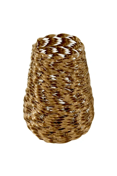 Willow Row Modern Style Large, Round, Twisted Gold Metal Vase