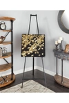 Willow Row Large Square Modern Black & Metallic Gold Leaf Shadow Box Wall Decor In Gold