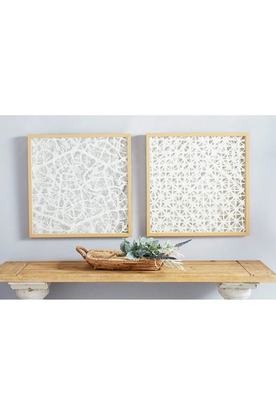 Willow Row Large Square Modern Abstract Art White Paper Shadow Box Wall Decor